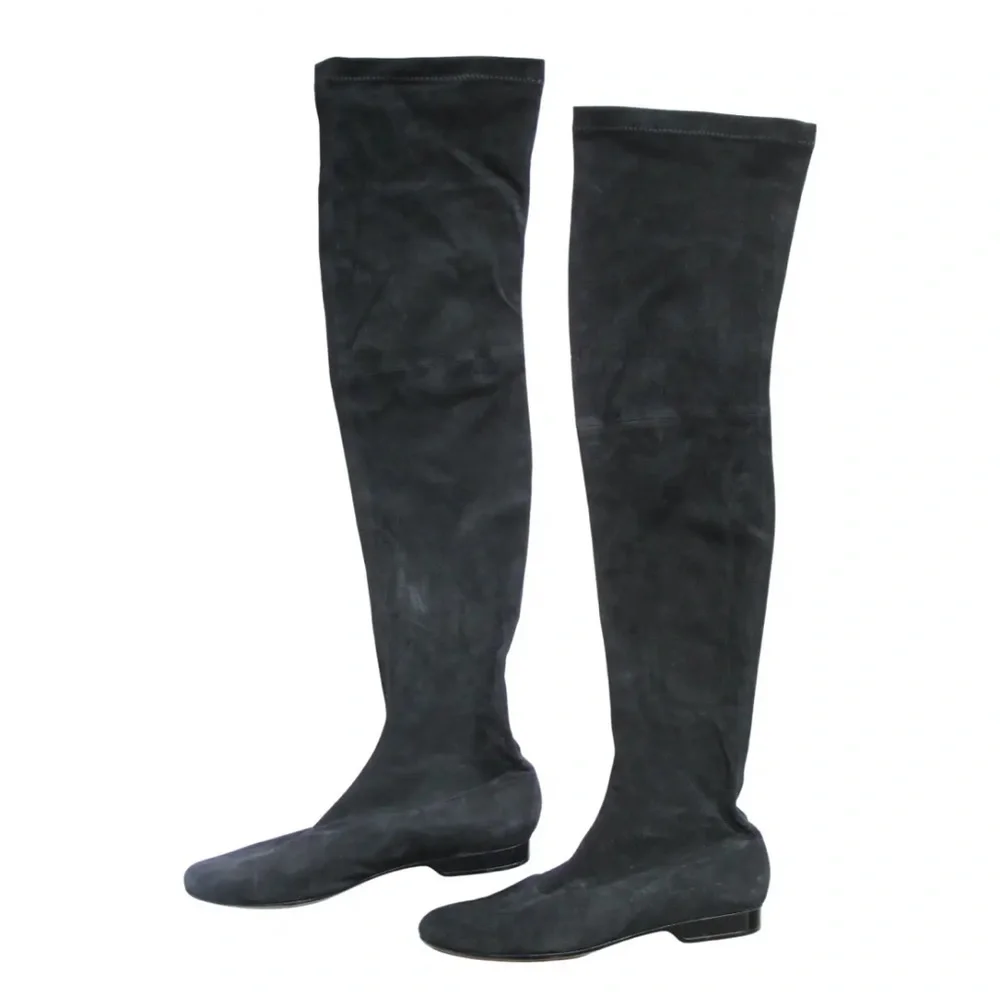 🥑Robert Clergerie Suede Over-The-Knee Boots Black 36 5.5